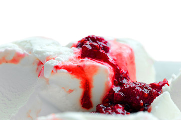 Ice cream with raspberry jam