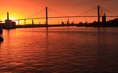 Fototapeta na wymiar Sonnenuntergang am Savannah River in Georgia