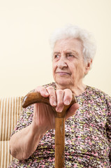 senior woman with cane