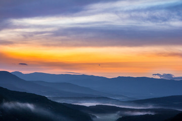 Mountains in the fog