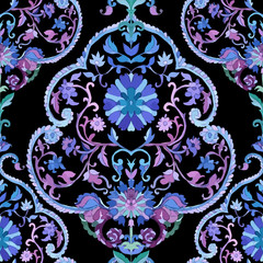 Beautiful Watercolor paisley seamless pattern. 