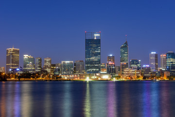 Fototapeta na wymiar Perth, Australia Skyline reflected in the Swan River