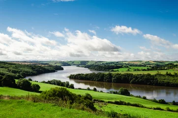 Deurstickers Rivier landschap met een rivier en een heuvel, Cork County, Ireland