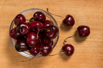 cherries on table