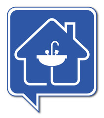 Logo maison et consommation eau.