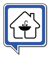 Logo maison et consommation eau.