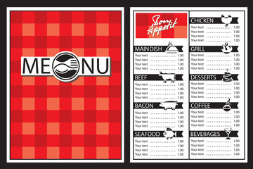 menu design with fork and spoon