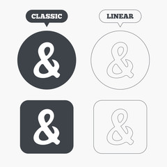 Ampersand sign icon. Logical operator AND.