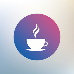 Coffee cup sign icon. Hot coffee button.