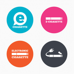 E-Cigarette signs. Electronic smoking icons.