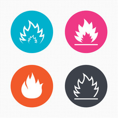 Fire flame icons. Heat signs.