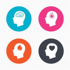 Head with brain icon. Male human symbols.
