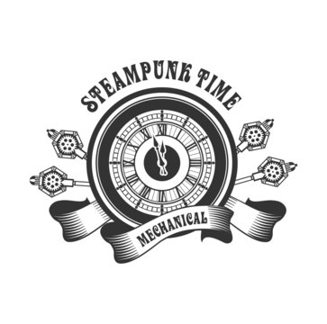 Steampunk Clock badge