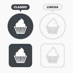 Muffin sign icon. Cupcake symbol.