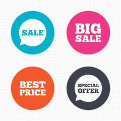 Sale icons. Special offer speech bubbles symbols