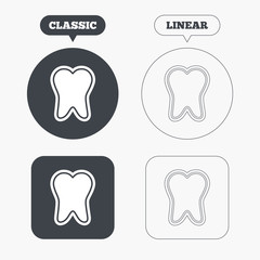 Tooth enamel protection sign icon. Dental care symbol.