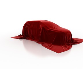 Car covered with velvet. The secret cars. 3D.