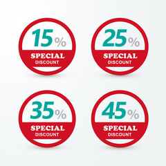 Sale special discount icons. Circle web buttons. Vector