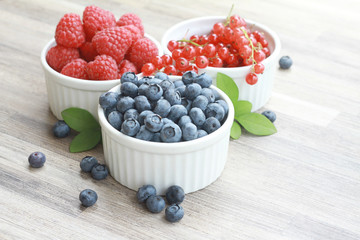 Blueberry ,raspberry, red currant 