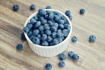 Blueberry on wooden table