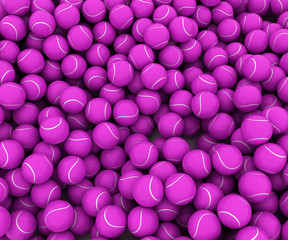 The purple balls. Balls for tennis. 3D.