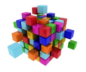 cube consisting of colored cubes