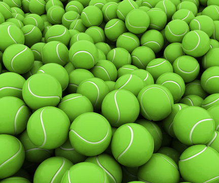 The green balls. Balls for tennis. 3D.