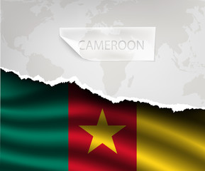 paper with hole and shadows CAMEROON flag