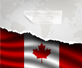 paper with hole and shadows CANADA flag