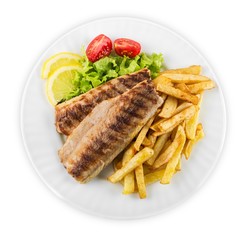 Fish, French Fries, Grilled.