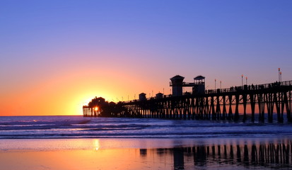 Fototapeta na wymiar Pier at Sunset – Fishing Pier in California at sunset 