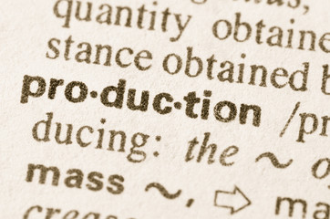 Dictionary definition of word production