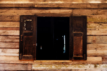 Old European wooden window with shutters