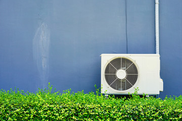 Air compressor installation on pedestal.outdoor.