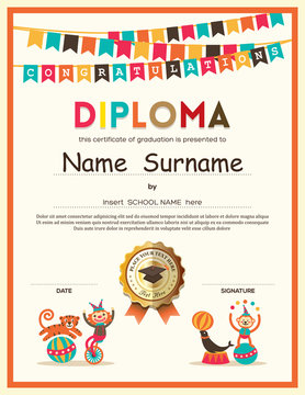 Preschool Elementary school Kids Diploma certificate background