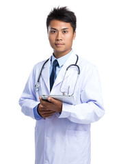 Fototapeta premium Doctor man hold with tablet pc