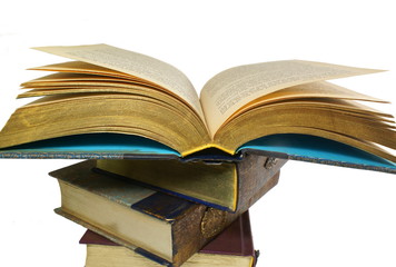 Old Stacked Books Isolated on white background