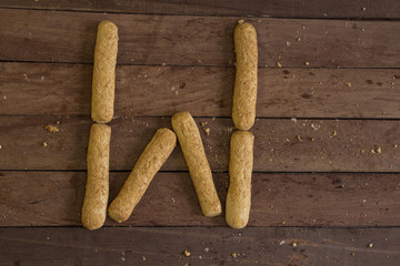 letra del abecedario echa de pan