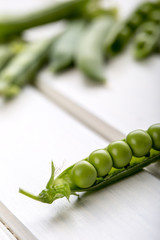 Fresh Homemade Peas On The Wooden Background 