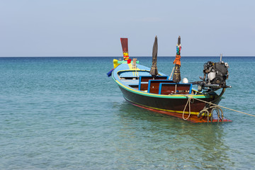 Longtale boat at the beach in phuket ,Andaman Sea, Thailand