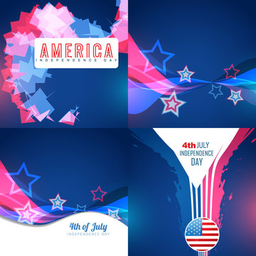 vector set of abstract background of american independence day