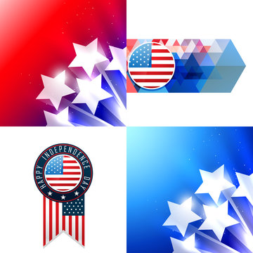 creative set of american flag design of 4th july independence da