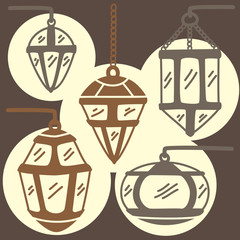 Set of lamp doodle
