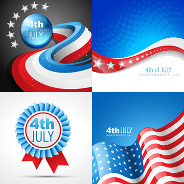 vector set of american independence day flag design illustration