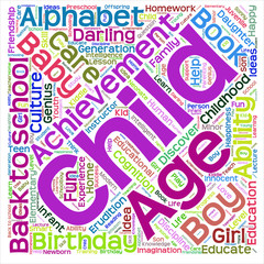 Conceptual child education or family word cloud