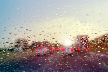 Bad Weather Driving - traffic jam on a highway