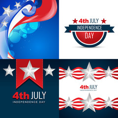 stylish set of american independence day background