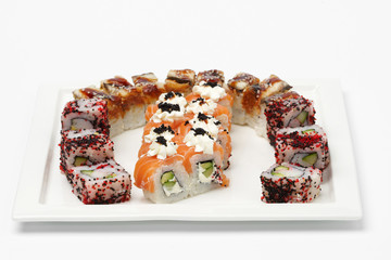 Sushi on white plate