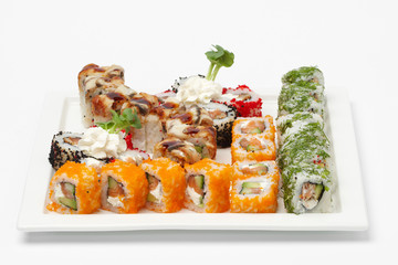 Sushi on white plate