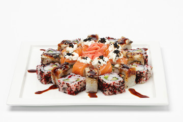 Sushi on white plate